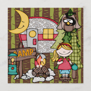 Blond Hair Girl Camping Geburtstag Einladungen