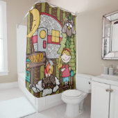 Blond Hair Girl Outdoor Camping Vacation Duschvorhang (Beispiel)