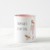 Blond Hair Lady Walking Dog   Tasse (Zentrum)