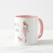 Blond Hair Lady Walking Dog Tasse (VorderseiteRechts)