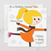 Blond Haired Girl Skaten Birthday Einladung (Vorne/Hinten)