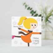 Blond Haired Girl Skaten Birthday Einladung (Stehend Vorderseite)