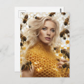 Blond Honey Bee Woman Postkarte (Vorne/Hinten)