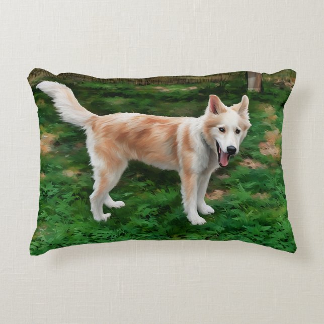 Blond Husky Girl Accent Pillow Dekokissen (Vorderseite)