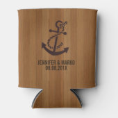 Blond-Imitate Holzstreifen Nautical Anker Dosenkühler (Vorderseite)