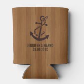 Blond-Imitate Holzstreifen Nautical Anker Dosenkühler (Rückseite)