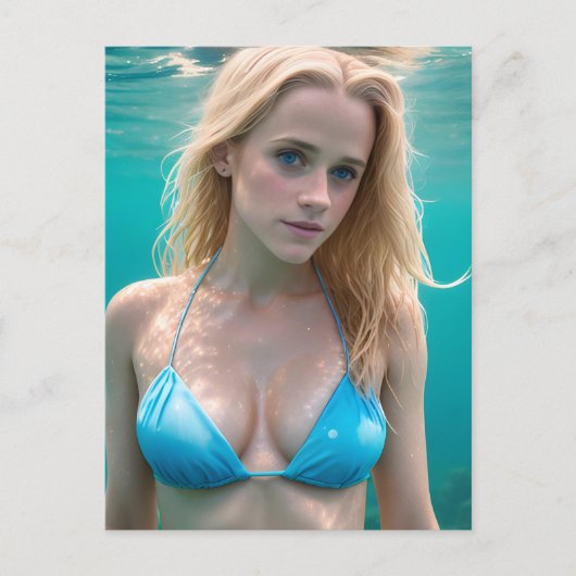 Blond in einem Bikini-Unterwasser-Foto Postkarte (Vorderseite)