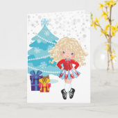 Blond Irish Dancer Winter Weihnachtsfeiertag Karte (Gelbe Blume)