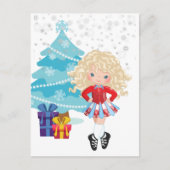Blond Irish Dancer Winter Weihnachtskarte Postkarte (Vorderseite)