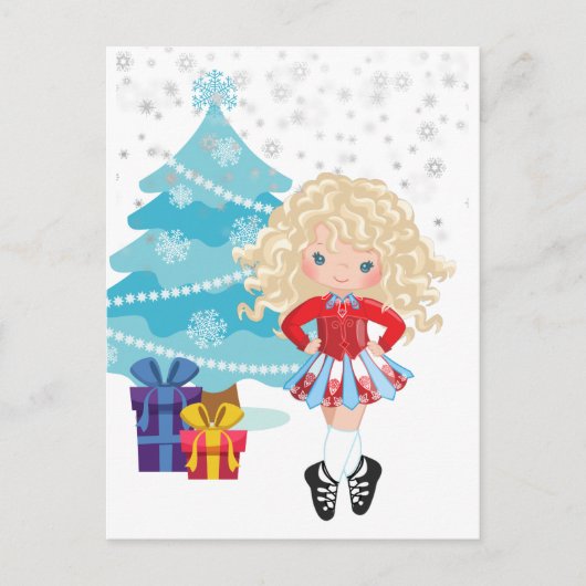 Blond Irish Dancer Winter Weihnachtskarte Postkarte (Vorderseite)