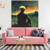 Blond Man beobachtet nächtliche Sky | 70er Art Leinwanddruck (Insitu (Wohnzimmer))