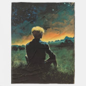 Blond Man in Field | Mann unter Nacht Fleecedecke (Vorderseite)
