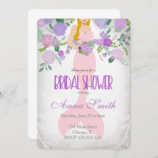 Blond-Meerjungfrau-Einladung Einladung (Vorne/Hinten)