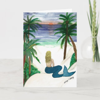 Blond Mermaid Art Grußkarte Karte