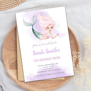 Blond Mermaid Birthday Einladungen