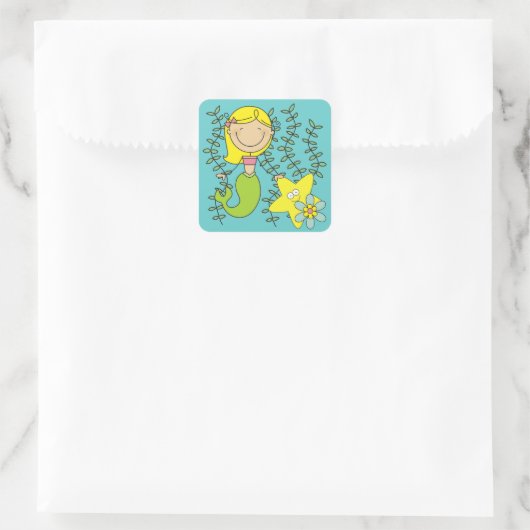 Blond Mermaid Quadratischer Aufkleber (Tasche)