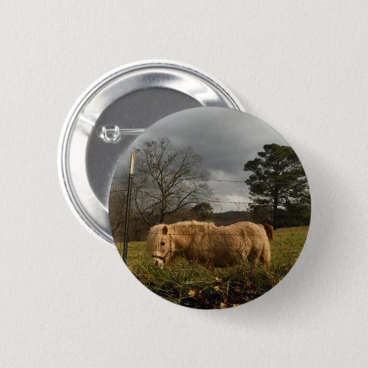 Blond Miniature Pony / Pferd Button (Vorne & Hinten)