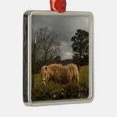 Blond Miniature Pony / Pferd Ornament Aus Metall (Rechts)
