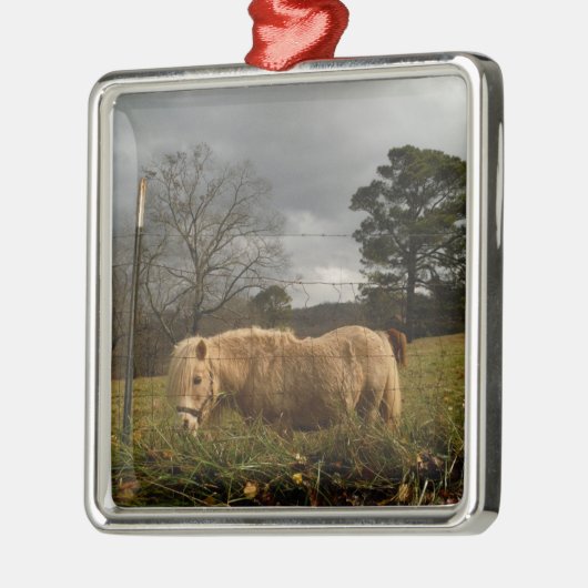 Blond Miniature Pony / Pferd Ornament Aus Metall (Links)