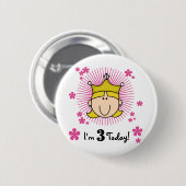 Blond Princess 3. Geburtstagsgeschenke & Geschenke Button (Vorne & Hinten)