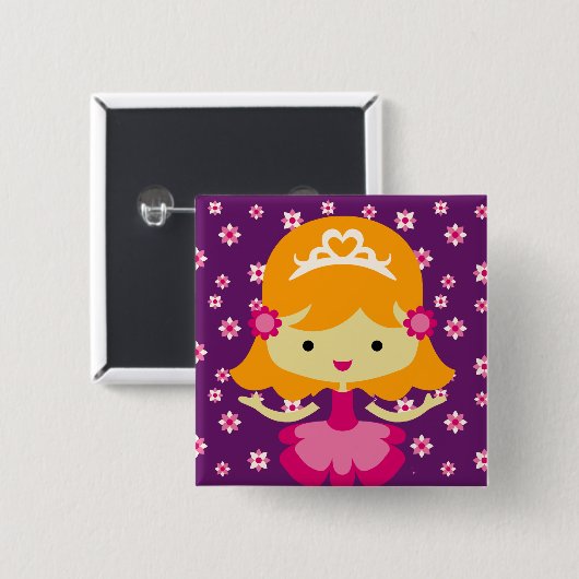 Blond Princess Birthday Button (Vorne & Hinten)