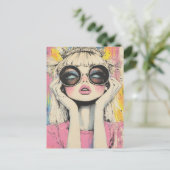 Blond Queen Rolls Eyes Postkarte (Stehend Vorderseite)