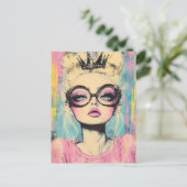 Blond Queen With a Tiny Crown Postkarte (Stehend Vorderseite)