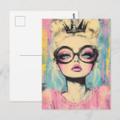 Blond Queen With a Tiny Crown Postkarte (Vorne/Hinten)