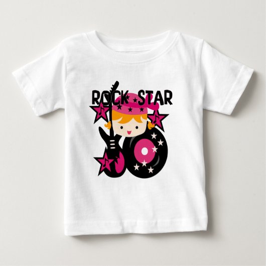 Blond Rock Star Girl Baby Sleeveless Dress Baby T-shirt (Vorderseite)