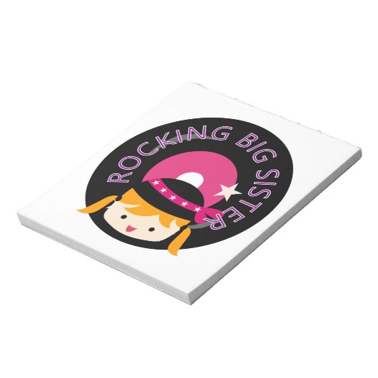 Blond Rocking Big Sister Notizblock (Rotiert)