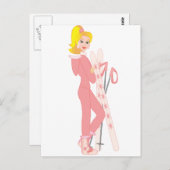 Blond Skier Postkarte (Vorne/Hinten)