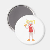 Blond Snorkel Girl Magnet (Vorderseite/Rückseite)
