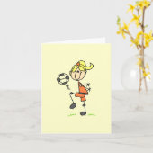 Blond Strichmännchen Soccer Player Girls Karte (Gelbe Blume)