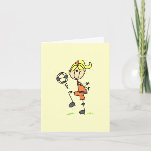 Blond Strichmännchen Soccer Player Girls Karte
