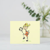 Blond Strichmännchen Soccer Player Girls Postkarte (Stehend Vorderseite)