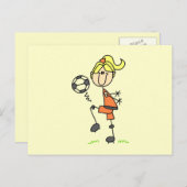 Blond Strichmännchen Soccer Player Girls Postkarte (Vorne/Hinten)