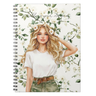Blond trug Blumen im Haar   Notizblock