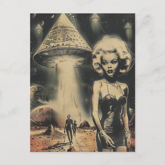 Blond und die Fantasie der UFO-Wüste Scifi Postkarte (Vorderseite)
