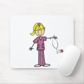 Blond Weibliches Strichmännchen T - Shirt Mousepad (Mit Mouse)