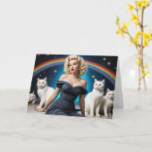 Blond Weiße Katzen Leere im Jeder Anlass Karte (Gelbe Blume)