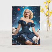 Blond Woman and Cats Blank Inside Jeder Anlass Karte (Gelbe Blume)