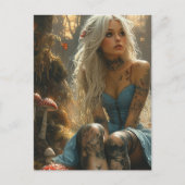 Blond Woman im Pilzwald Postkarte (Vorderseite)