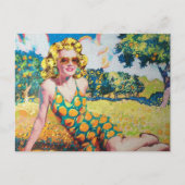 Blond Woman in Orange Grove Postkarte (Vorderseite)