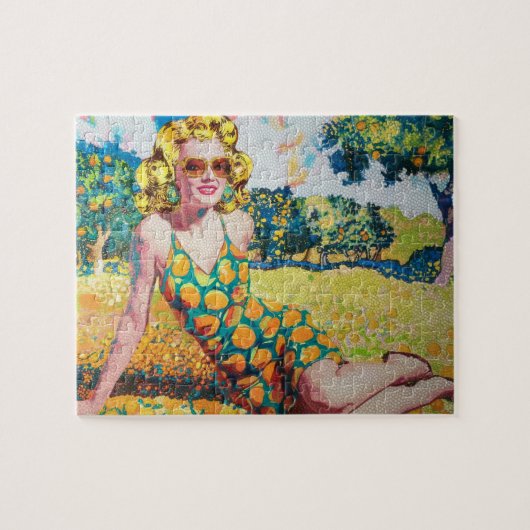 Blond Woman in Orange Grove Puzzle (Horizontal)