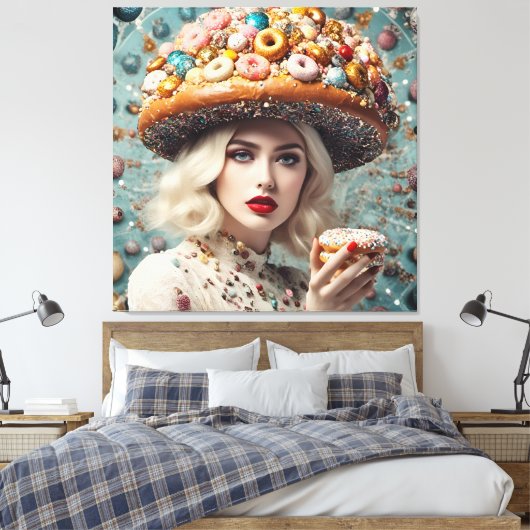 Blond Woman on Planet Doughnut Fantasy Leinwanddruck (Insitu (Schlafzimmer))