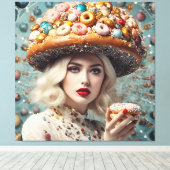 Blond Woman on Planet Doughnut Fantasy Leinwanddruck (Insitu (Holzboden))