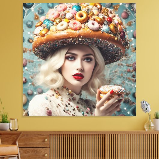 Blond Woman on Planet Doughnut Fantasy Leinwanddruck (Insitu (Wohnzimmer))