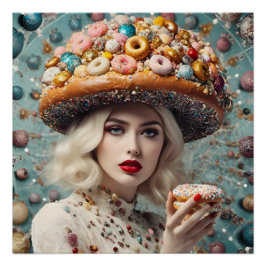 Blond Woman on Planet Doughnut Fantasy Poster