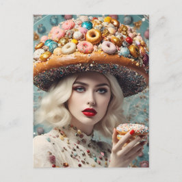 Blond Woman on Planet Doughnut Fantasy Postkarte