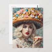 Blond Woman on Planet Doughnut Fantasy Postkarte (Vorne/Hinten)
